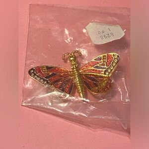 Vintage Articulating Costume Enamel Butterfly Brooch #7634
